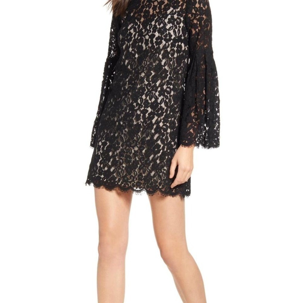 Black Long Sleeve‎ Lace Shift Dress Endless Rose XS NWT T-3